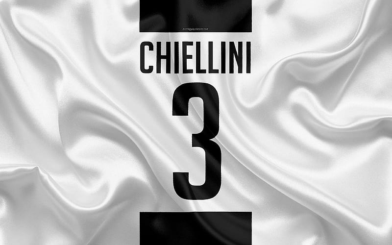 Giorgio Chiellini, Juventus FC, T-shirt, 3th number, Serie A, white black silk texture, Chiellini, Juve, Turin, Italy, football, HD wallpaper