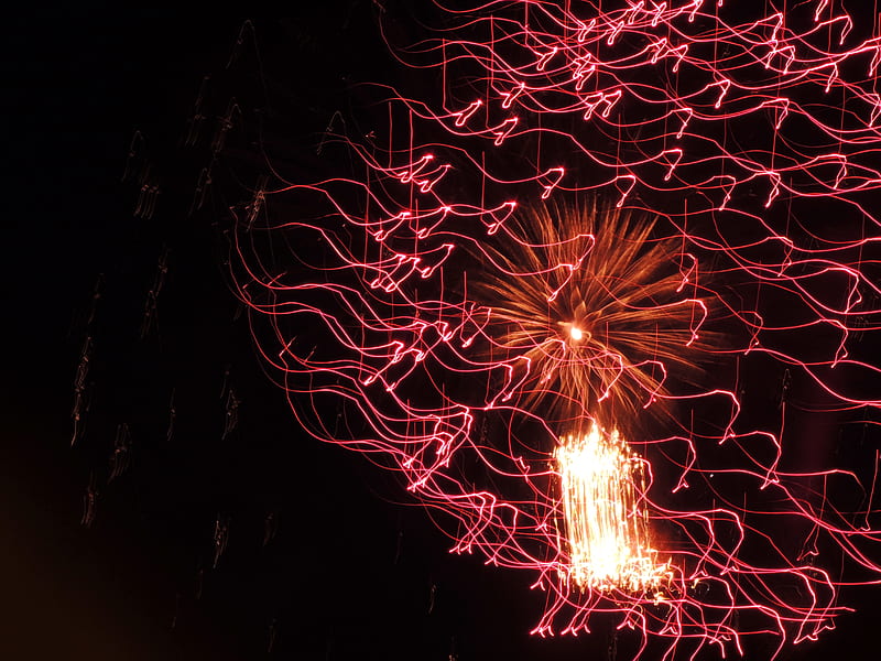 Abstract Fireworks--Pink Streamers, Fireworks, Sky, Abstract, graphy, July, HD wallpaper