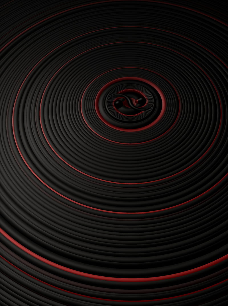 circles, surface, vibration, black, red, HD phone wallpaper