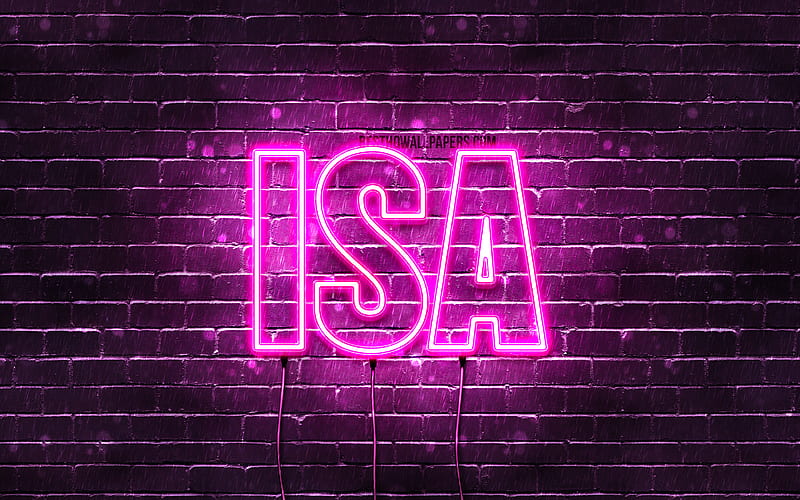 Isa with names, female names, Isa name, purple neon lights, Happy Birtay Isa, popular dutch female names, with Isa name, HD wallpaper
