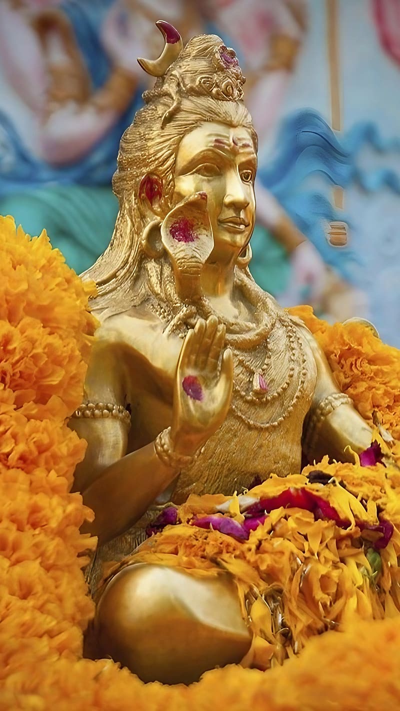 God Shiva , Golden Statue, lord, god, mahadev, HD phone wallpaper