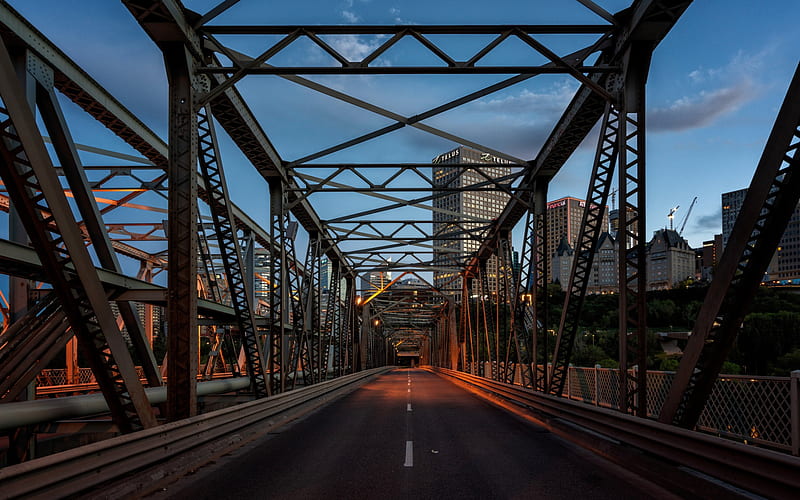 Edmonton, evening, sunset, iron bridge, North Saskatchewan river, Alberta,  Canada, HD wallpaper | Peakpx