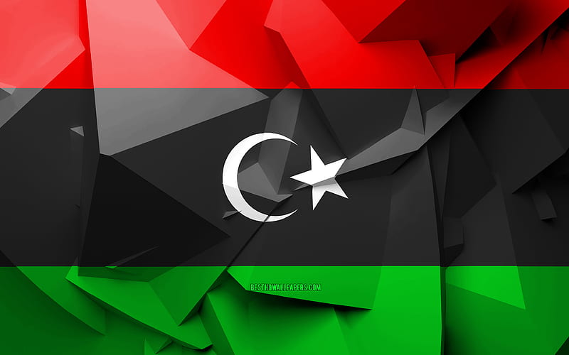 Flag of Libya, geometric art, African countries, Libyan flag, creative, Libya, Africa, Libya 3D flag, national symbols, HD wallpaper