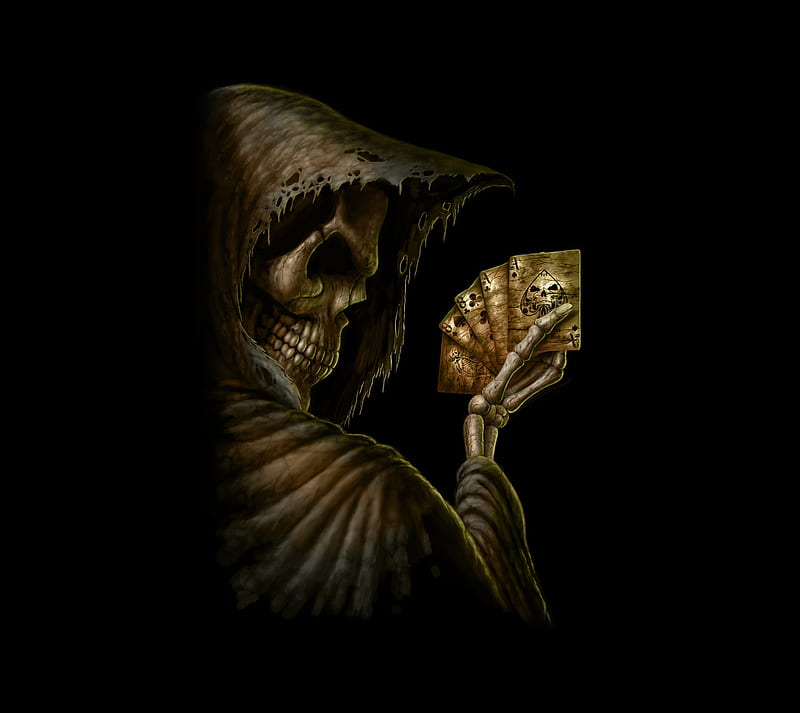 Skull Cards, card, grim, reaper, skulls, HD wallpaper