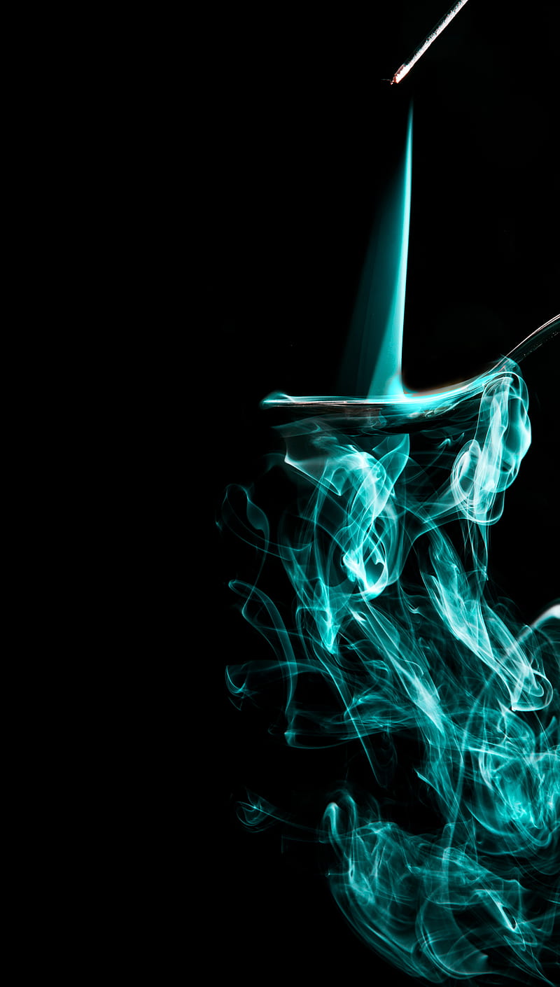 Smoke, abstract, blue, spoon, turquoise, HD phone wallpaper