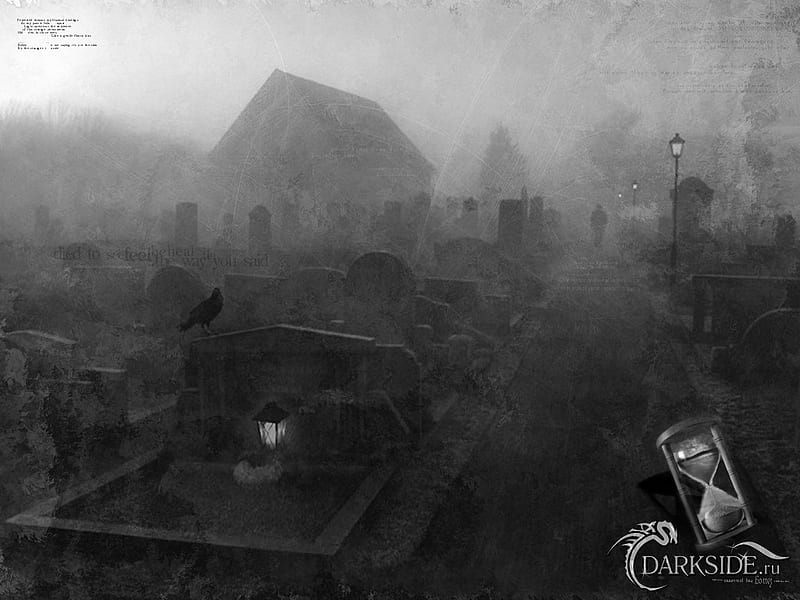 The Foggy Night, grave yard, foggy, night, figure, HD wallpaper
