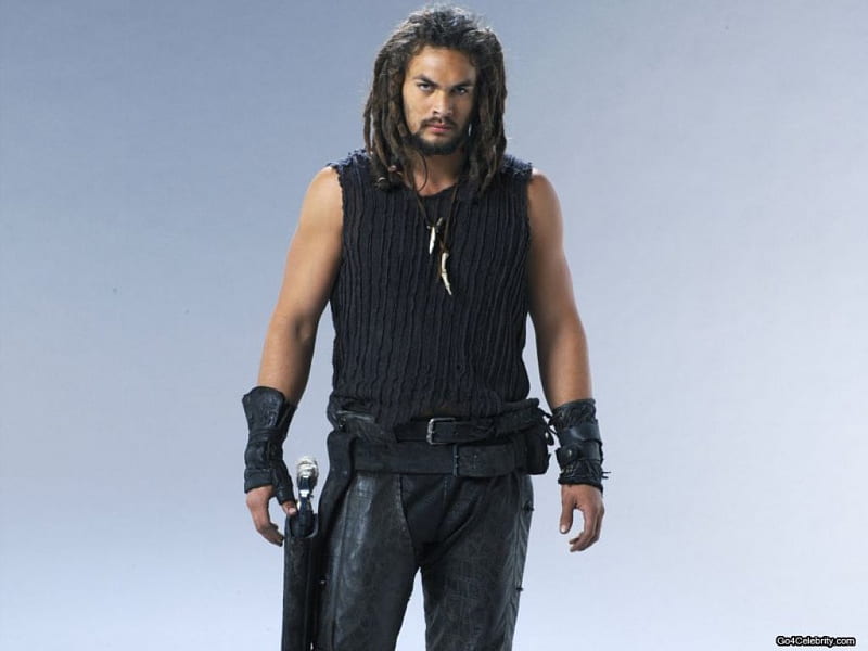 Jason Momoa, male, long curly hair, great body, black dress, handsome, actor, HD wallpaper
