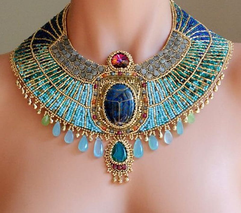 Pharaonic necklace, neck, necklace, girl, egypt, HD wallpaper