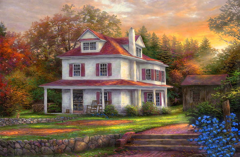 Stone Terrace Farm, architecture, lovely, cottage, colors, bonito ...