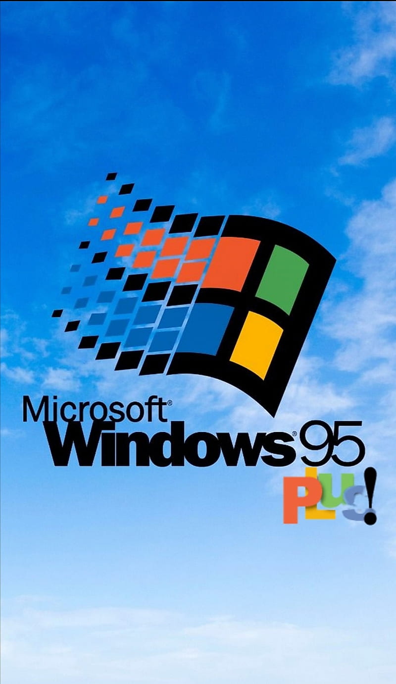 Windows 95 Plus, cloud background, microsoft, windows 95, HD phone wallpaper
