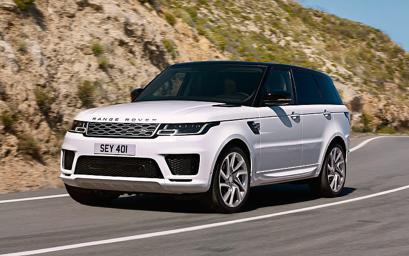 Land Rover, Range Rover Sport PHEV, 2018, Plug-In Hybrid, white Range Rover, SUV, British cars, HD wallpaper