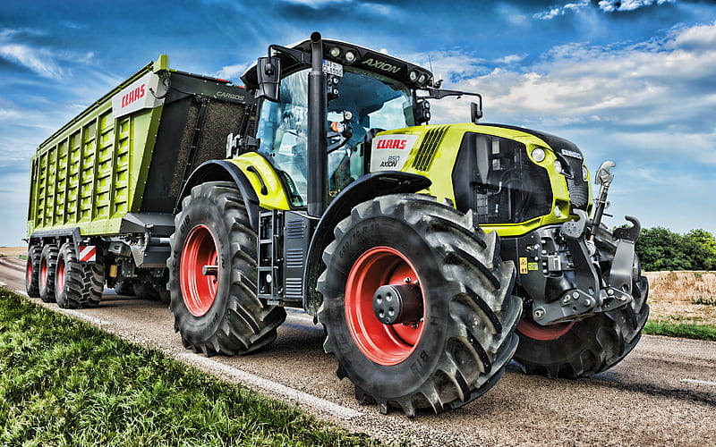 Claas Axion 870 feed transport, 2019 tractors, agricultural machinery, R, tractor on road, agriculture, harvest, Claas, HD wallpaper