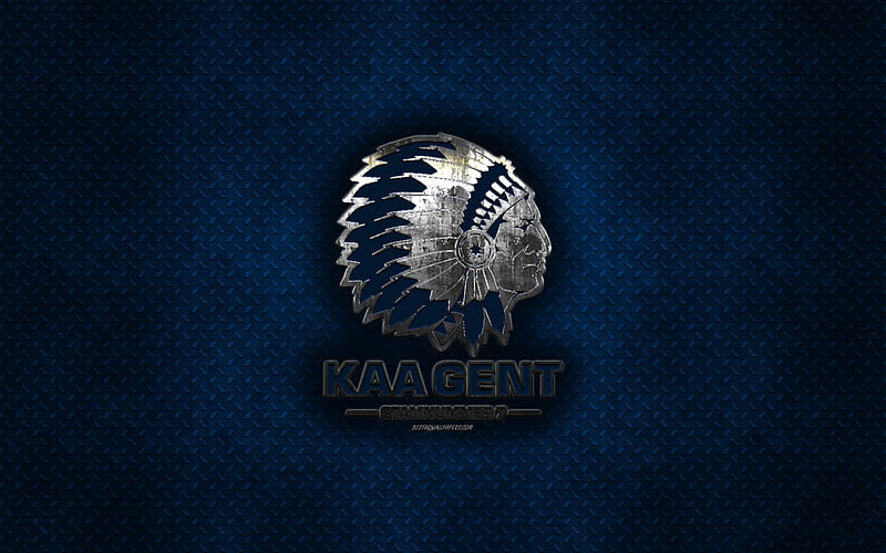 KAA Gent, Belgian football club, blue metal texture, metal logo, emblem, Ghent, Belgium, Jupiler Pro League, Belgian First Division A, creative art, football, HD wallpaper
