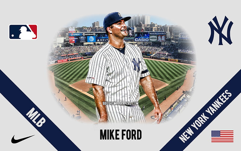 Mike Ford, New York Yankees, American Baseball Player, MLB, portrait, USA, baseball, Yankee Stadium, New York Yankees logo, Major League Baseball, HD wallpaper