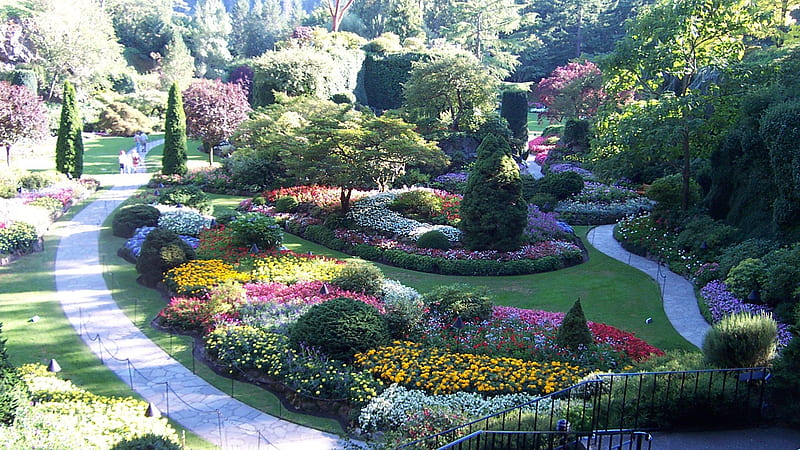 Butchart Gardens flower garden, Butchart Gardens, Canada, Flower garden, Flowers, British Columbia, HD wallpaper