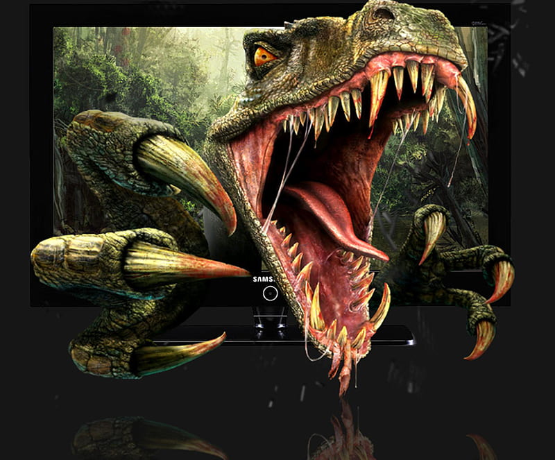 Tv dinosaurio, 3d, tv, dinosaurio, rex, Fondo de pantalla HD | Peakpx