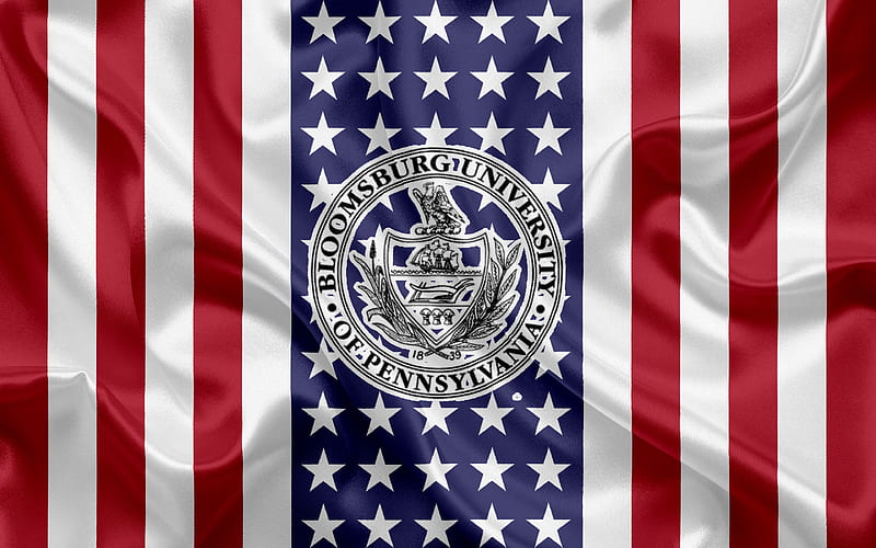Bloomsburg University of Pennsylvania Emblem, American Flag, Bloomsburg University of Pennsylvania logo, Bloomsburg, Pennsylvania, USA, Bloomsburg University of Pennsylvania, HD wallpaper