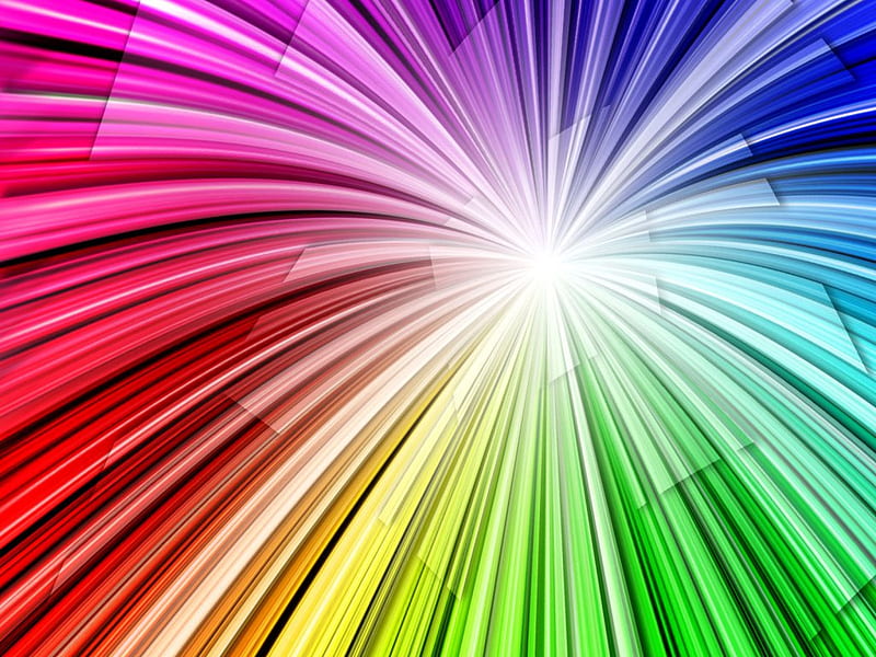 Radial Rainbow, red, 3d, gree, yellow, rainbow, colo, blue, HD wallpaper