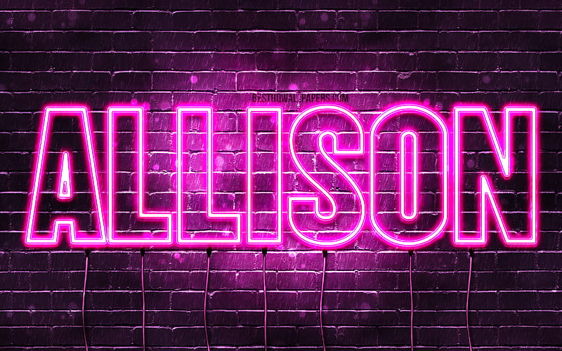 Allison with names, female names, Allison name, purple neon lights,  horizontal text, HD wallpaper | Peakpx