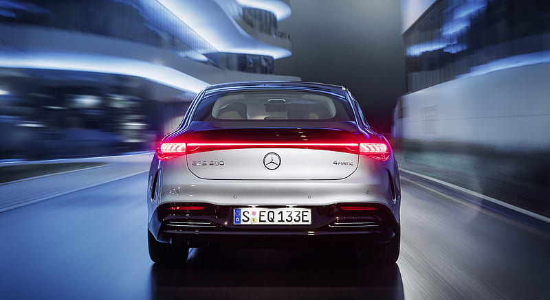 2022 Mercedes-Benz EQS 580 4MATIC AMG-Line Edition 1 (Color: High-Tech Silver / Obsidian Black) - Rear , car, HD wallpaper