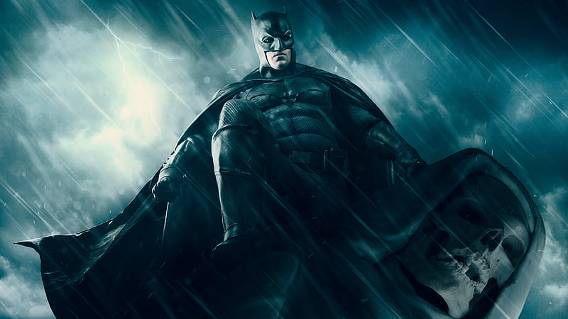 batman, raining, cape, artwork, dark, Movies, HD wallpaper