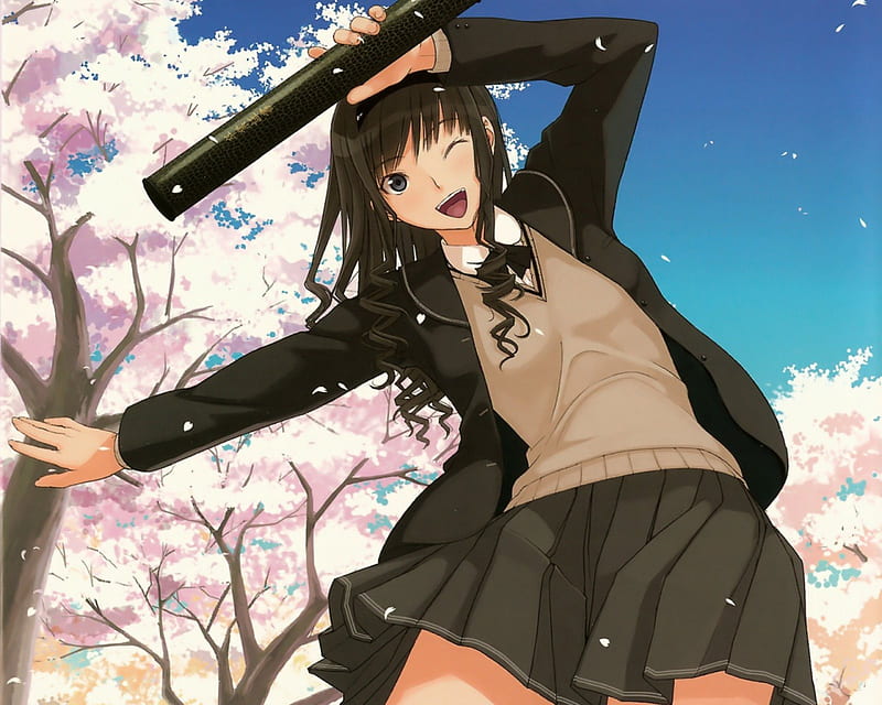 Amagami ss, harem, anime, manga, Morishima Haruka, school uniform, HD wallpaper