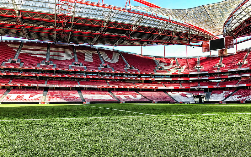 Benfica Stadium, tribunes, R, Estadio da Luz, football stadium, soccer, empty stadium, Benfica arena, Lisbon, Portugal, Portuguese stadiums, HD wallpaper