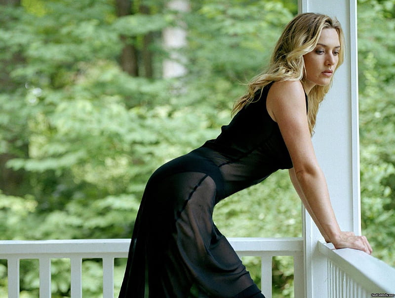 kate winslet, porch, celebrities, trees, actresses, winslet, HD wallpaper