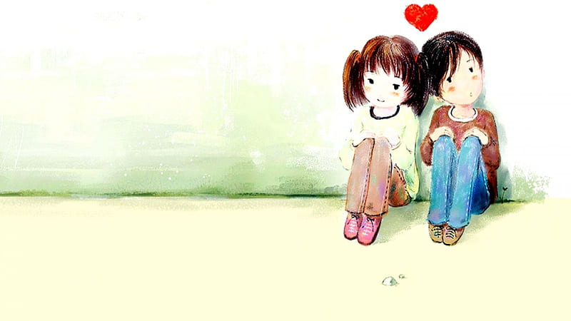 Cute Boy And Girl Are Sitting On Floor Couple, HD wallpaper | Peakpx