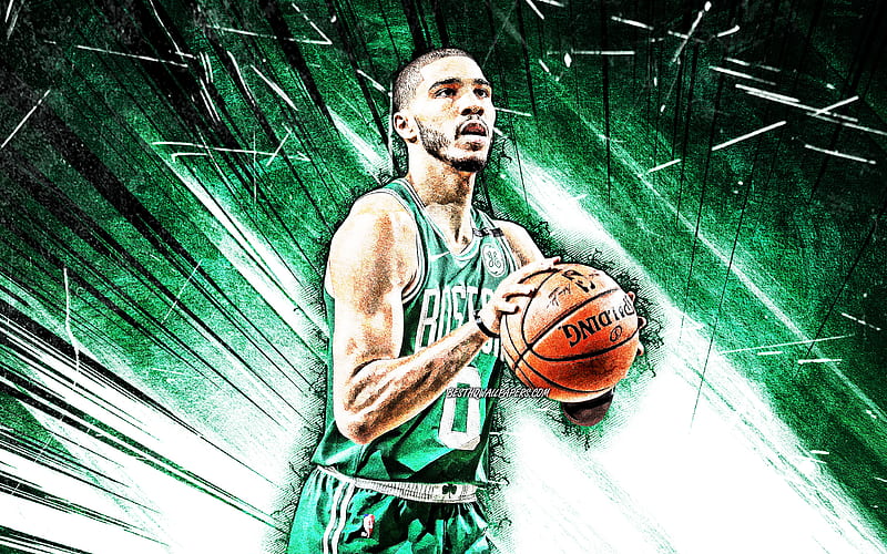 Jayson Tatum, Boston Celtics, artwork, NBA, basketball stars ...