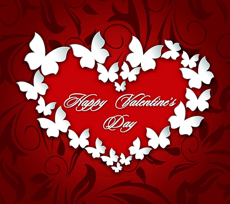 Valentines Day, butterflies, happy, heart, love, red, HD wallpaper | Peakpx