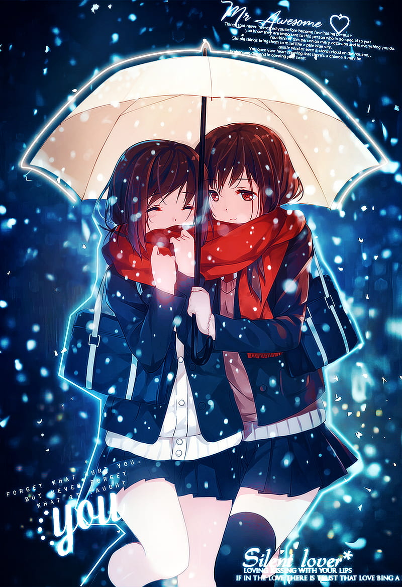 anime, hop, umbrella, scarf, red eyes, HD phone wallpaper