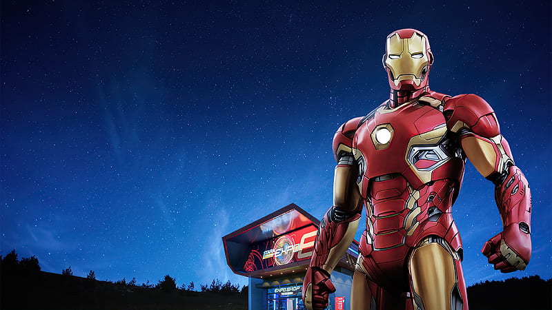 Iron Man Hong Kong Disneyland, iron-man, superheroes, artwork, HD wallpaper