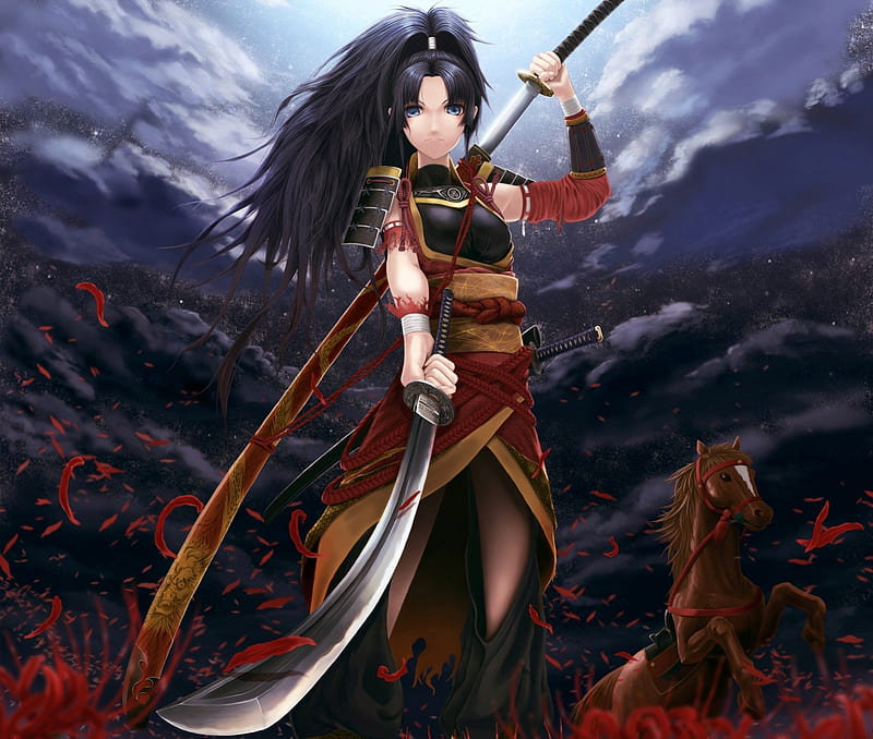 Anime Girl Samurai Warrior 4K wallpaper download