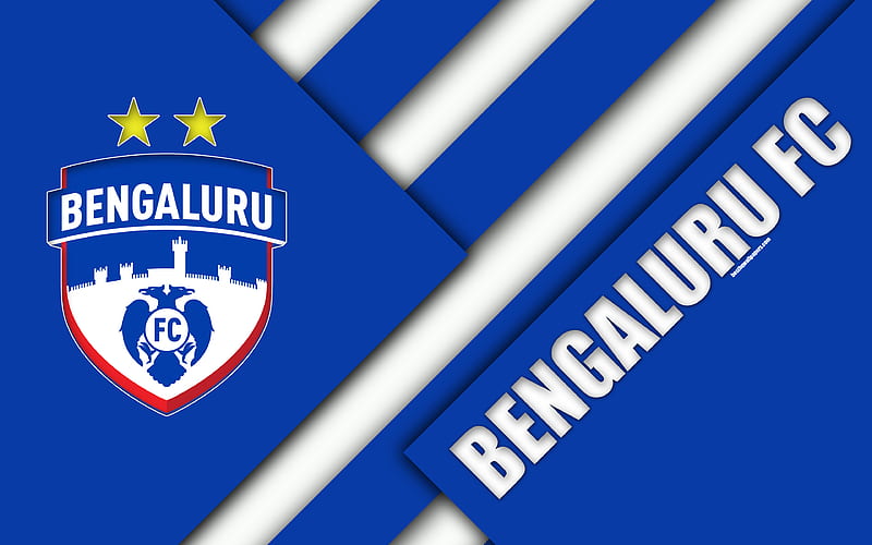 Bengaluru FC logo, material design, white blue abstraction, indian football club, emblem, ISL, Indian Super League, Bangalore, India, football, HD wallpaper