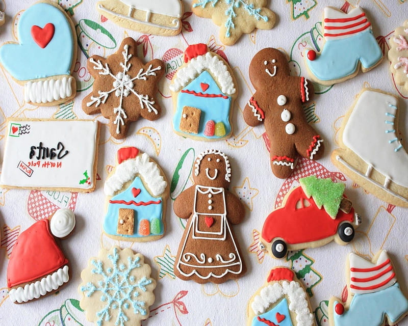 Christmas Cookies, cookies figures, food, holiday, HD wallpaper