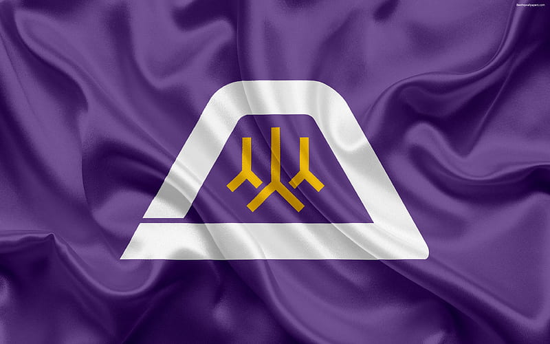 Flag of Yamanashi Prefecture, Japan purple silk flag, Yamanashi, emblem, symbols of Japanese prefectures, HD wallpaper