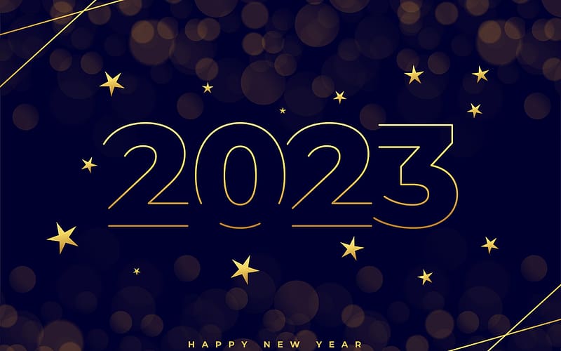 Happy New Year!, blue, 2023, black, new year, card, HD wallpaper