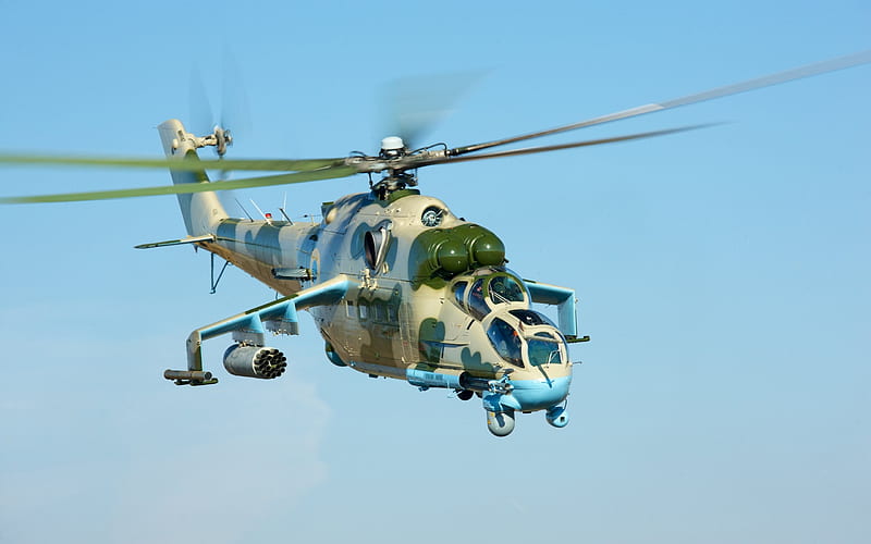 military helicopter, Mi-24, Ukrainian helicopter, Ukraine, Mi-24PU1, HD wallpaper