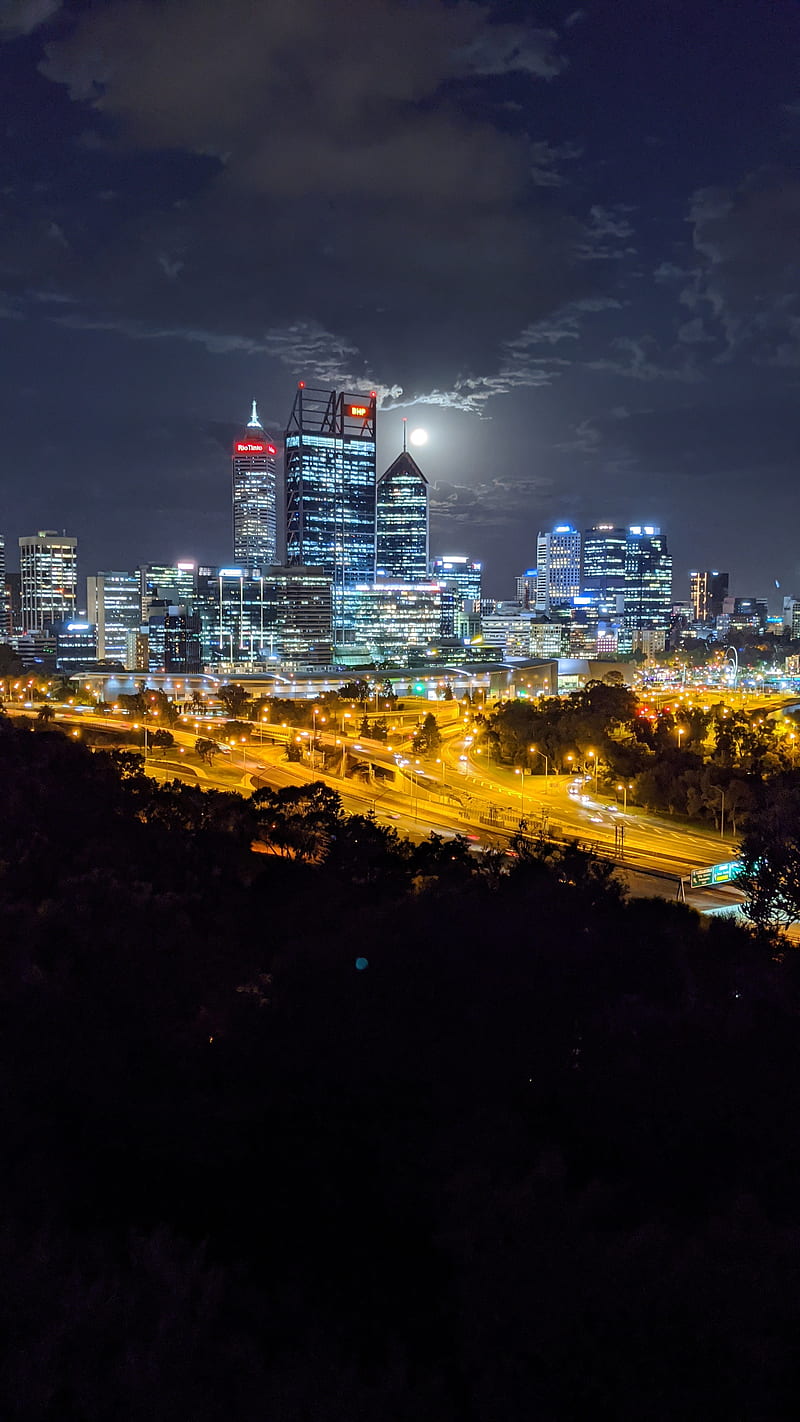 Perth Night, lights, HD phone wallpaper