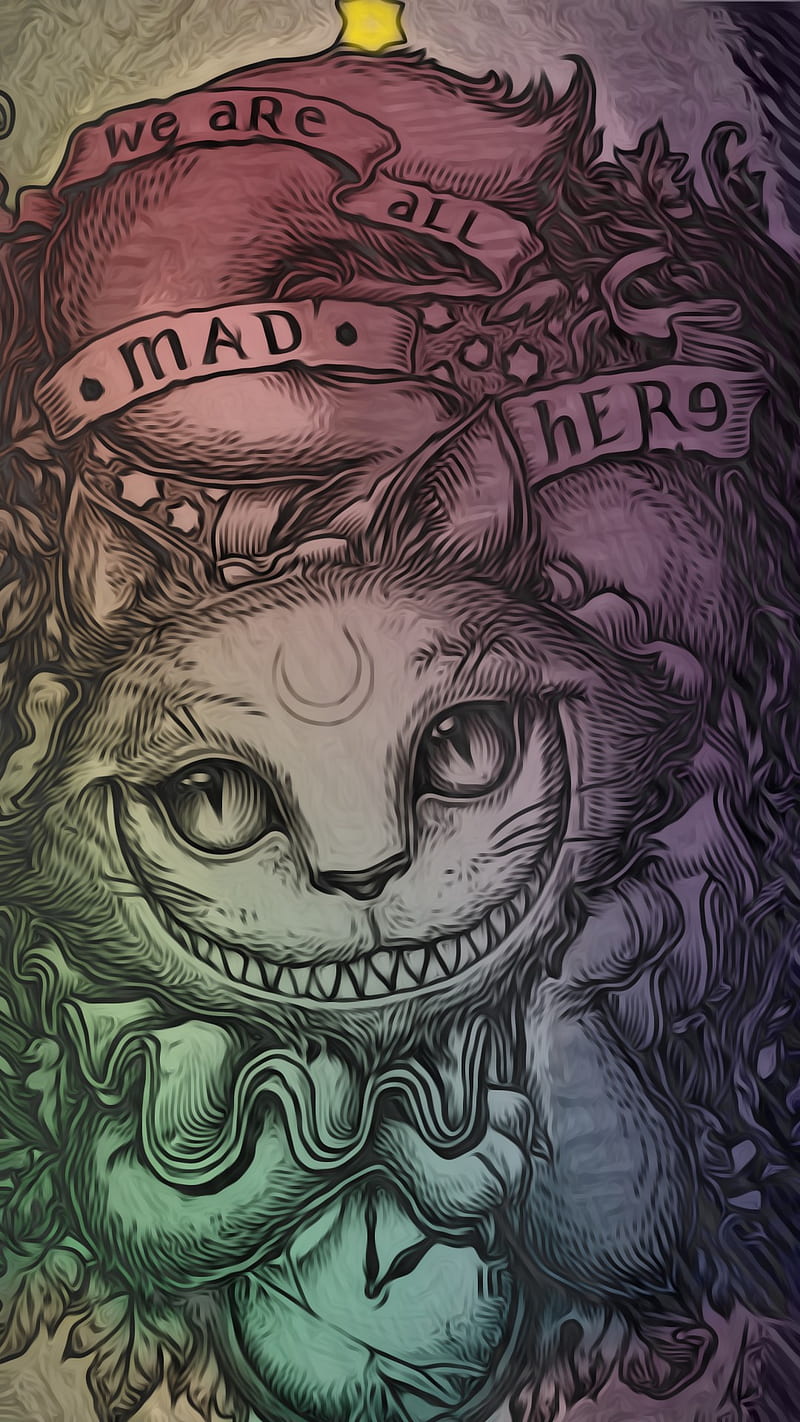 Cheshire Cat, alice in wonderland, rainbow, HD phone wallpaper
