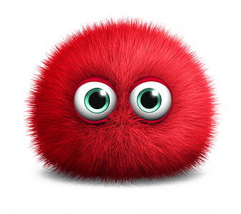 Red Monster, 3 d monster background, cute fluffy red, HD wallpaper