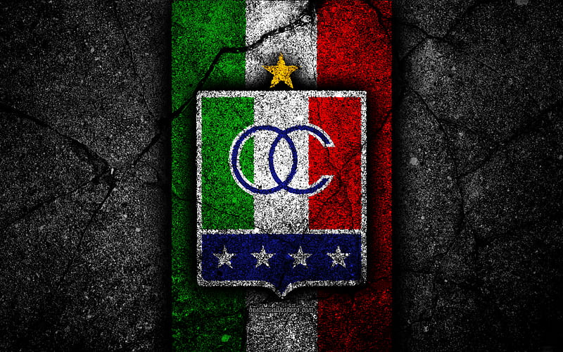 Once Caldas FC logo, Colombian football club, black stone, Categoria Primera A, Once Caldas, Colombia, football, Liga Aguila, asphalt texture, FC Once Caldas, HD wallpaper