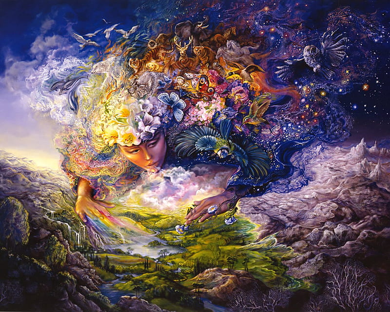 Josephine Wall - Breath of Gaia, painting, josephine wall, fantasy, breath of gaia, HD wallpaper