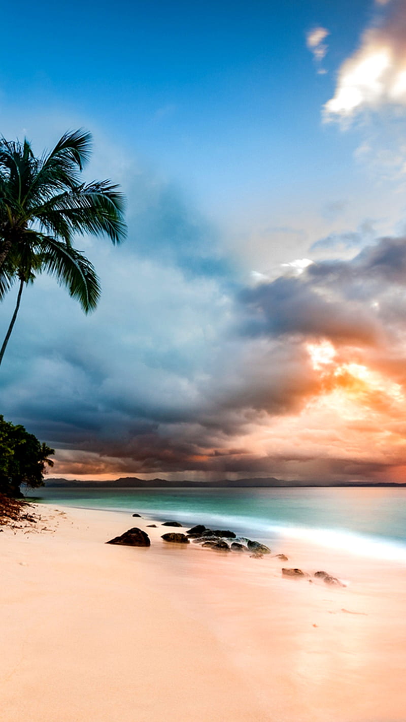Tropical Beach, beach, island, paradise, sea, tropical, HD phone wallpaper