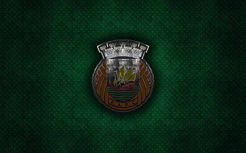 Rio Ave FC, Portuguese football club, green metal texture, metal logo, emblem, Vila do Conde, Portugal, Primeira Liga, Liga NOS, creative art, football, HD wallpaper