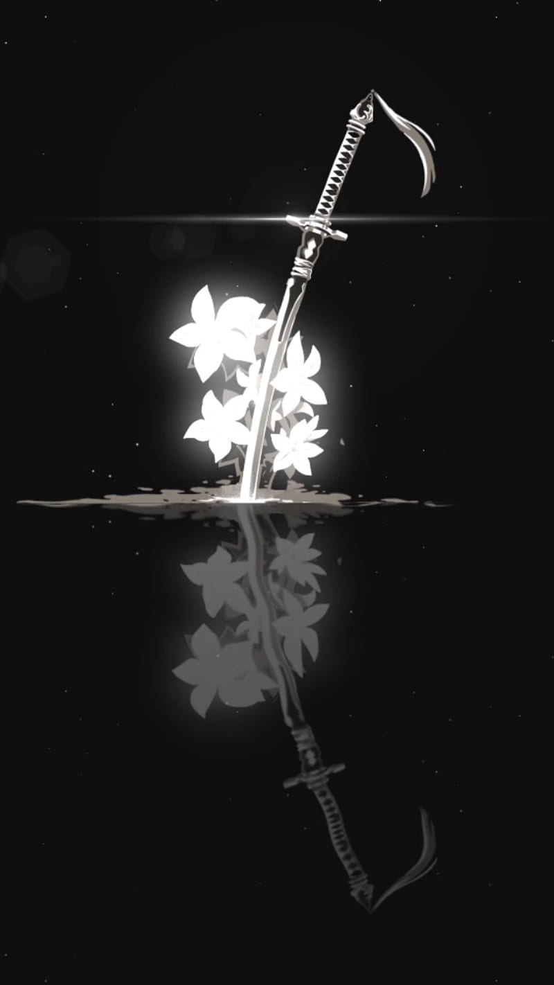 Sword, spiritual, warrior, shadow, plant, light, white, HD phone wallpaper
