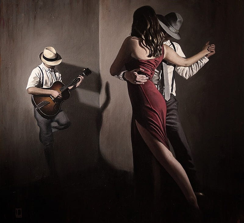 Tango d'Amore, art, paintings, love, dance, bonito, couple, HD wallpaper