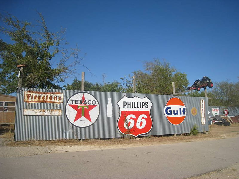Little-Valley-Auto-Ranch-14, firestone, philips 66, gasoline station signs, gulf, texaco, HD wallpaper