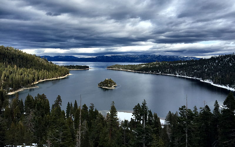 Emerald Bay, Lake Tahoe, USA, Lake Tahoe, bonito, lake, graphy, water, California, wide screen, waterscape, Emerald Bay, scenery, HD wallpaper